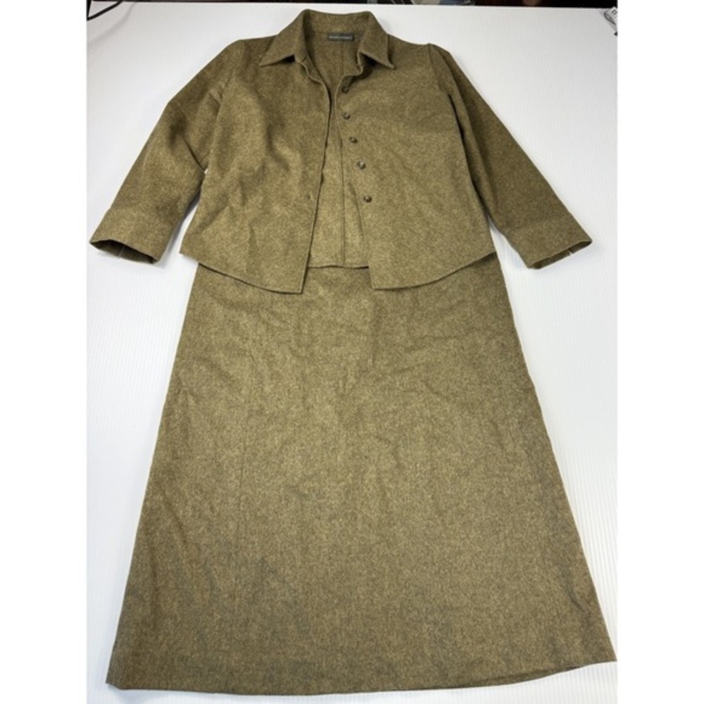 Banana‎ Republic Suit Wool Blazer & Long Skirt Set Green Size XS Top 4 Skirt